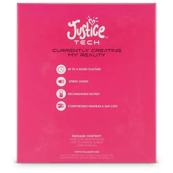 Justice Portable Wireless Bluetooth Headphone with Plush Pom Poms - Picture 6 of 6